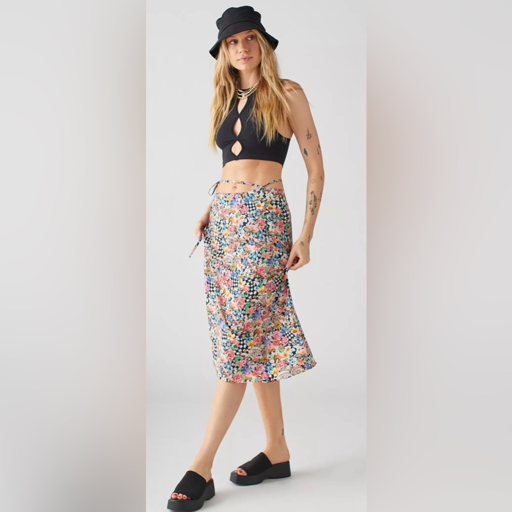 For Love & Lemons -Deidre Printed Midi Skirt